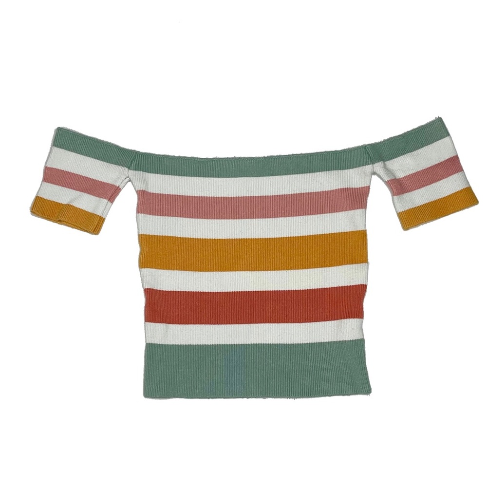 Forever 21 Off The Shoulder Stripped Crop Top